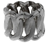 Melania Jewelry Gunmetal Dual Finish Link Design Stretch Bracelet.